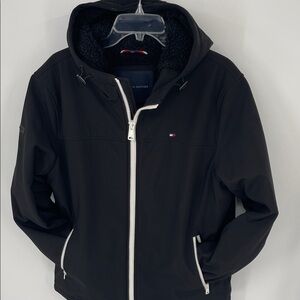 Tommy Hilfiger Men's M Soft Shell Sherpa Lined Hooded Black Performance Jacket